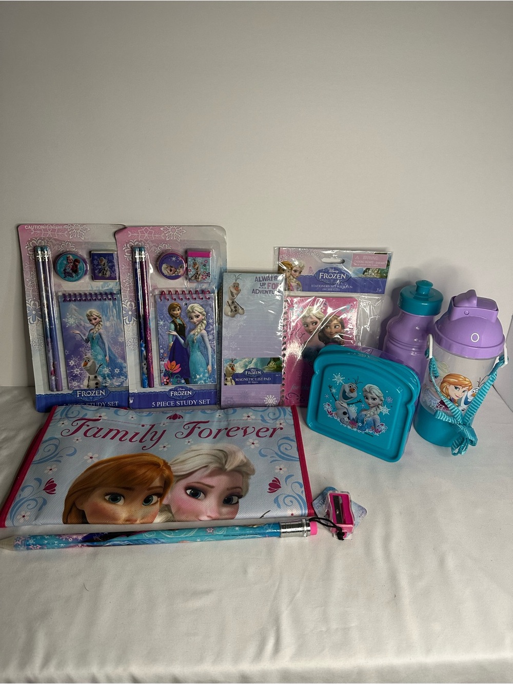 Disney Frozen Kids Stationery and Snack Set - Elsa & Anna - Blue/Purple